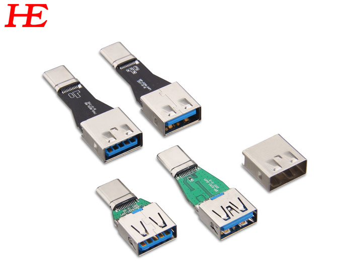 Type-C轉(zhuǎn)USB 3.0AF R17=R0402 5.1K電阻 電容10NF帶鐵殼護(hù)套